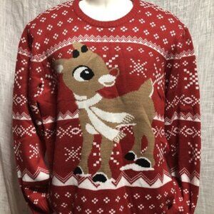 Rudolph the Red Nosed Reindeer Men’s Sweater L Christmas Holiday